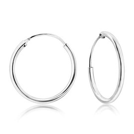 DTPsilver® 925 Sterling Silver Hoop Earrings - Small / Medium / Large - Thickness 2 mm - Diameter: 10, 12, 14, 16, 18, 20, 25, 30, 35, 40, 50, 60, 70, 80 mm, Sterling Silver