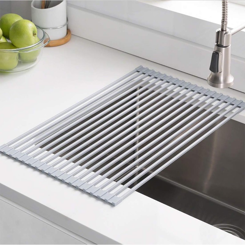 Ahyuan Large Roll up Dish Drying Rack 20.5'' Silicone Over