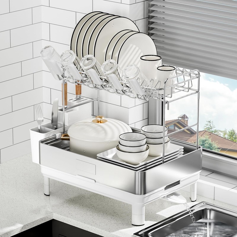 Ewaiira Large Dish Drying Rack, 304 Stainless Steel Dish Racks