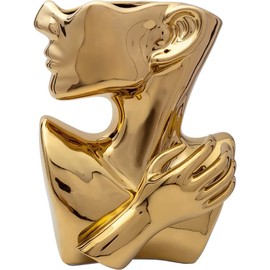 GDYOOSHOW Face Vases for Flowers Bust Planter Ceramic Head Vase Display Jewelry Rack Golden 9.84 Inches High Suitable for Placing on The Table or Shelf(Golden)