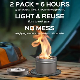 4 Pack of Portable Campfire, Compact Outdoor Portable Fire Pits 3-5 Hours of Burn Time Smores Fire Pit No Embers No Wood for Camping Picnics Party and More