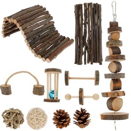 Juguetes de hámster conjunto juguetes de tigla de cuello de madera natural dientes cariñales hámster masticando juguete divertido juguetes hámster accesorios de juguete de jaula 11 juguetes d