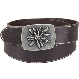 Harrys-Collection Costume Belt with Edelweiss Clasp in 2 Colours, brown