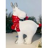 White Reindeer with Red Spotty Scarf Christmas Ornament (STANDING DEER