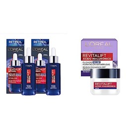 LOREAL PARIS Kit 2 pack sérum Revitalift Retinol puro anti-arrugas 30ml,Blanco  Crema hidratante anti-líneas de expresion Revitalift Ácido...         