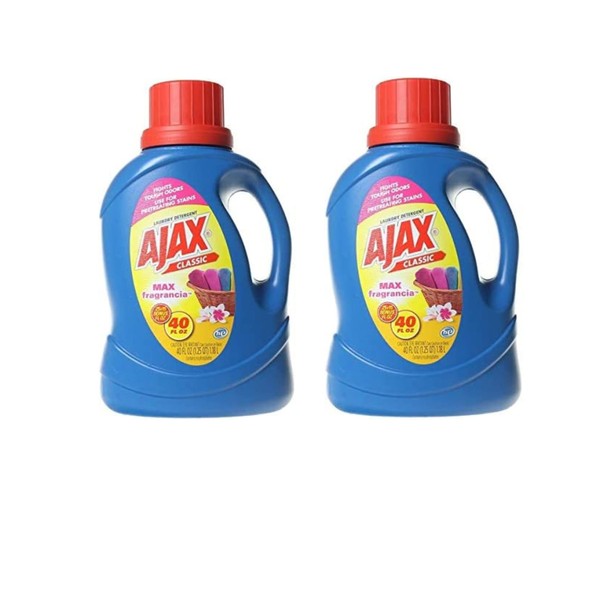 Ajax Laundry Detergent Liquid 40oz HE Classic (Package May Vary) Pack of 2