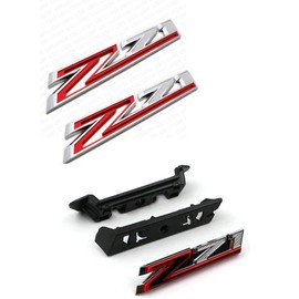 (Set of 3) 2Pc 2019-2021 Z71 Emblem 84632695 Fender Badge Nameplate Plus 1Pc 2019-2021 Grille Z71 Emblem Front Bowtie Badge 84384428 Replacement for Silverado 1500 HD 2500 HD (Chrome Red)
