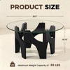 Round Glass Coffee Table, 29.5'' Mid Century Center Table, Black