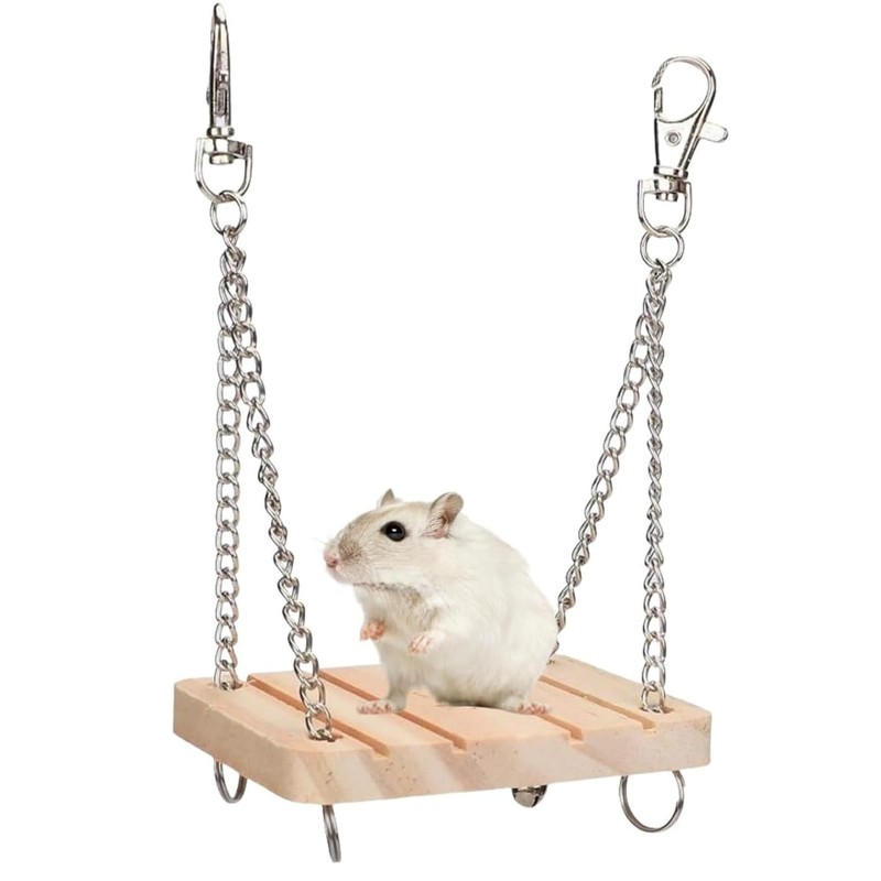 YFFSFDC Hamster, Swing, Wooden Hamster, Momonga, Hammock, For Small Animals,