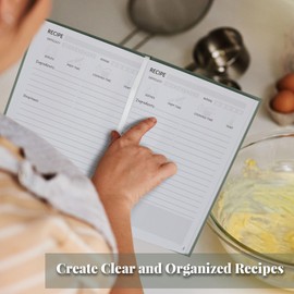 Perfect Blank Recipe Book with Waterproof Cover - 8.5''x6'', Holds 100 Recipes - The Recipe Notebook To Write In Your Own Recipes - Customizable Cookbook for Organizing Your Recipes (Olive- Green)