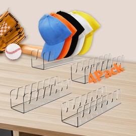 Kssvzz 4 Stück Cap Halter, Acryl Cap Organizer Fasst 28 Baseballkappen, Desktop Kappenhalter Keine Installation, Cap Aufbewahrung für Schlafzimmer, Kleiderschränke und Kommoden (Transparente)