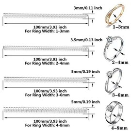 16Pcs Ring Size Adjuster Invisible Clear Ring Sizer Jewelry Fit Reducer Guard US