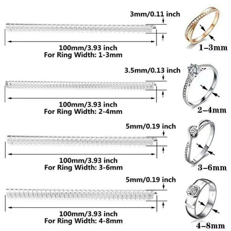 16Pcs Ring Size Adjuster Invisible Clear Ring Sizer Jewelry Fit