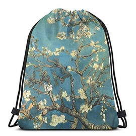 TMVFPYR Blossoming Almond Tree Drawstring Backpack Water Resistant Lightweight Gym Sackpack For Hiking Yoga Gym Swimming Travel Beach