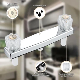 Mobile Home Shower Faucet, Rv Shower Faucet for Matco-Norca 8 on Center Valves, Wall Mount Plastic RV Shower Faucet, 2 Valve, Chrome