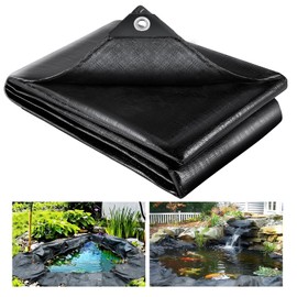 YORKING 4 x 7 Feet Pond Liner, 20 Mil Pond Liners HDPE Black Pond Skin for Outdoor Ponds, Waterfall, Fountain, Fish Koi Ponds, Water Gardens