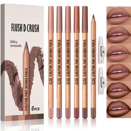 Erinde 6Pcs Lápiz Perfilador de Labios, Larga Duración y Resistente al Agua