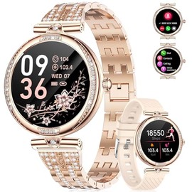 ESFOE Smartwatch Reloj Inteligente Mujer,1.19 AMOLED Rastreador de Actividad Impermeable IP68,24H Pulsometro,Pulsera Inteligente Dama con Llamadas... 