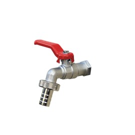 H2O-Flex® Ball Valve Ball Outlet Valve with 1/2 Inch Male Thread AG Wall Connection Tap with Hose Connection External Tap for Water Butt / Stop Valve / Red