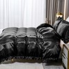 Guchuang Bedding Black Silk Ruffle Bedding Set Luxury Duvet Cover