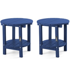 FUNBERRY Outdoor Adirondack Side Table Set of 2, 2-Tier Patio End Tables, HDPE All Weather for Outside
