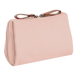 Travel Makeup Pouch,Small Makeup Bag Mini Cosmetic Bag with Compartments Small Waterproof Cosmetic Bag Portable Travel Toiletry Pouch with Zipper Travel Organizer Bag for Women Girls, Pink