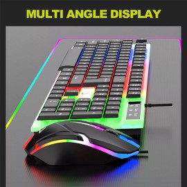 DONWELL GT100 Wired Gaming Keyboard Mouse Kits with Mechanical Feel RGB LED Backlighting