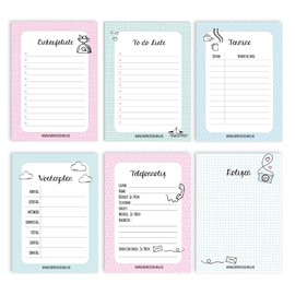 Papierdrachen 6 Pastel A6 Notepads for Appointments, Weekly Planner, To Do List, Shopping Lists and Notes - Notepad Set 5
