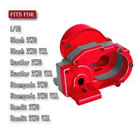 RCMYou Aluminum Transmission Gearbox w/Gear Upgrades Part for 1/10 Slash 2WD (VXL),Rustler 2WD (VXL),Stampede 2WD (VXL),Bandit 2WD (VXL),Red