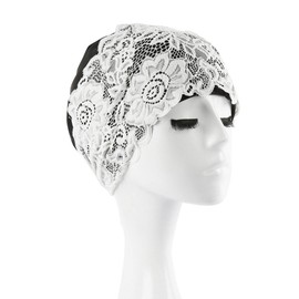 HONBAY Fashion PU Lace Swim Cap Black Elastic Swimming Cap Swimming Hat Bathing Cap, Non-Waterproof