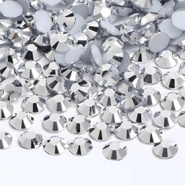 Flatback Rhinestones Round Gems for Nails Art and Crafts 4000Pcs SS6 2mm Glitter Crystals Stone DIY Bags Clothes Shoes (Silver)
