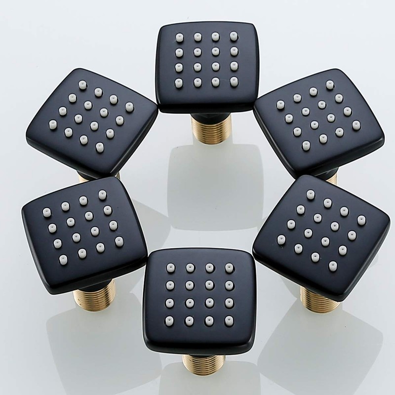 RANDOM Matte Black Shower Body Spray Jets,Brass Square Shower Body
