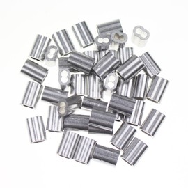 Sutemribor 1/8 Inch Aluminum Crimping Loop Sleeve for Wire Rope and Cable, 50 Pieces
