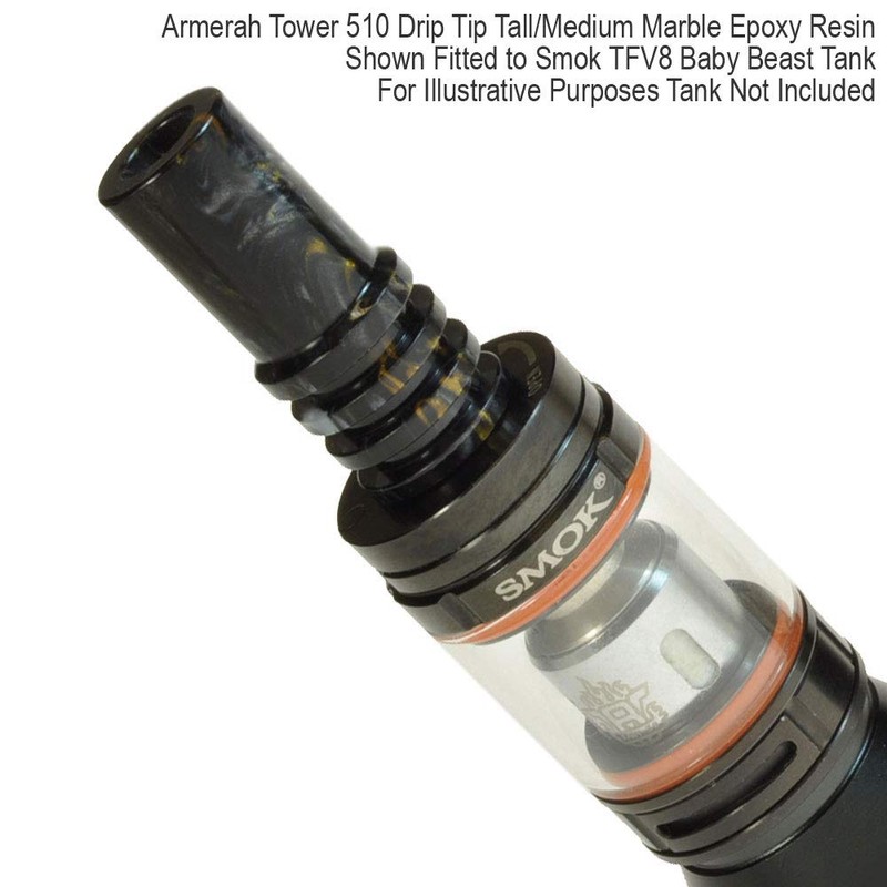 Armerah Tower 510 Drip Tip eCig Mouthpiece Tall/Medium Marble Epoxy