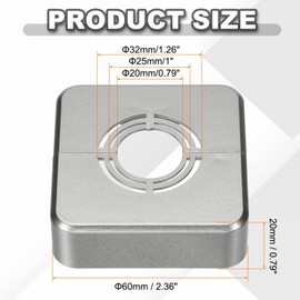 HARFINGTON 2pcs Wall Split Flange 0.79" (20mm) Plastic Square Adjustable Split Flange Pipe Cover Clip-on Escutcheon Collar Under Sink Pipe Radiator for Bathroom Kitchen Toilet, Gray
