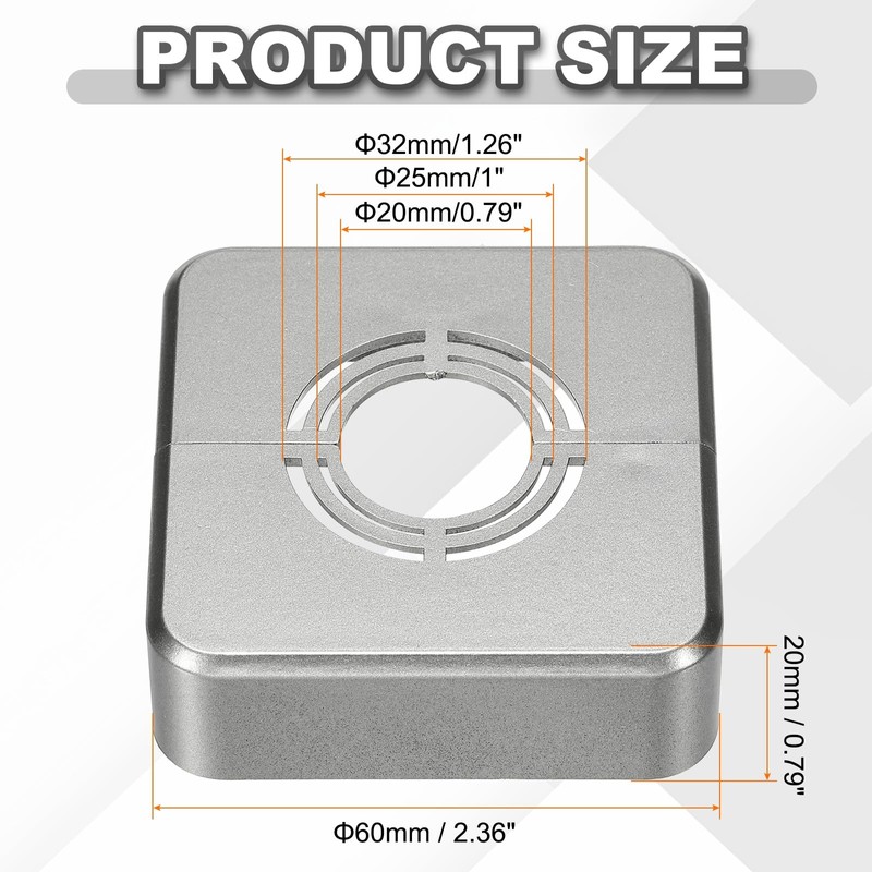 HARFINGTON 2pcs Wall Split Flange 0.79" (20mm) Plastic Square Adjustable