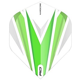 RED DRAGON Hardcore Radical Green & White Dart Flights - 4 sets Per Pack (12 Dart Flights in total)