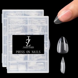 JaoZuyard 504Pcs Short Almond Nail Tips Pre-shape Gel Acrylic Nails Tip for Matte Full Cover Clear Nail Extension Almond Soft Gel Nail Tips for Nail Extension Home DIY Salon 12 Sizes Gelly Tips