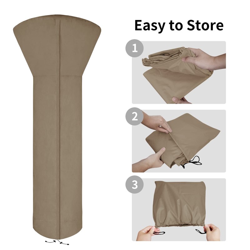 Easy-Going Patio Heater Cover with Zipper and Storage Bag, Waterproof