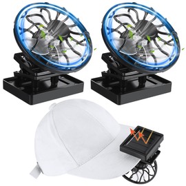 VIHOSE 2 Pcs Solar Fan for Hat, Cooling Fishing Fan Portable Clip-on Cap Fan Suitable for Most Hats Outdoor Solar Fan for Peaked Cap Bucket Hat Fishing Travel Hiking