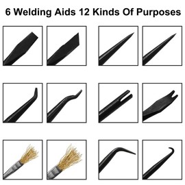 6 Pieces Soldering Aid Kit, Welding Assist Tools Brush Scraper Hook Fork for PCB Circuit Boards Electronic Repair, Double Sided