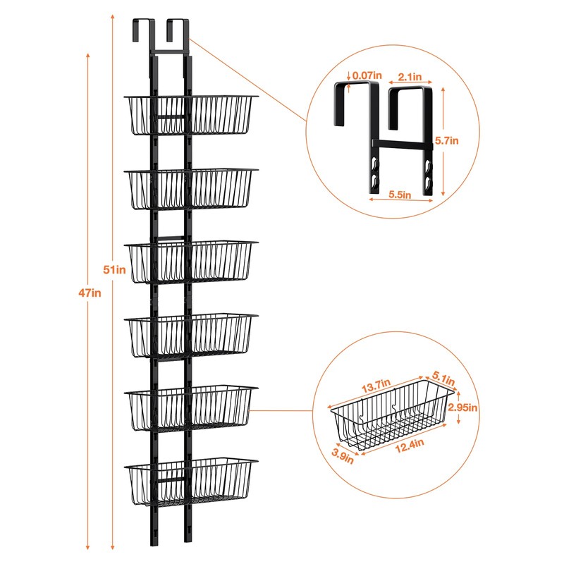 Hocookeper 6 Tier Over the Door Pantry Organizer, Over the