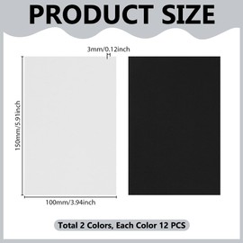 AHANDMAKER 24Pcs 2 Colors EVA Embroidery Puffy Foam Sheets 3mm Thick Rectangle Craft Foam for 3D Embroidery DIY Projects Cosplay and Home Decor, 5.9x3.9 inch Black White Handmade Board Crafts