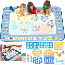 Water Doodle Mat 40 X 32 Inch Painting Doodle Kids Toys, Water Drawing Mat Fruit Alphabet, Large Magic Drawing Doodling Mat Educational Toys for 2 3 4 5 6 7 Toddler Boys Girls Christmas Birthday Gifts