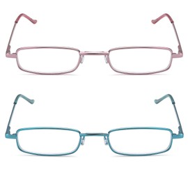 DOUBLETAKE Women's Reading Glasses - 2 Pairs Slim Pocket Readers w Case 3.00