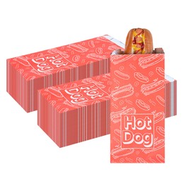 Restaurantware-Bag Tek 5.5 x 3.2 x 12 Inch Foil-Lined Food Bags, 100 Quart Size Hot Dog Wrappers - Greaseproof, No-Vented, Red Paper Hot Food Wraps, Disposable, For Sandwich And More