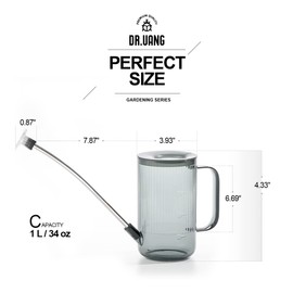 DR.UANG Small Watering Can Indoor Plants with Long Spout (1L, Gray)