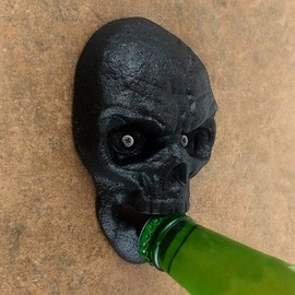 BarConic® Wall Mounted Bottle Opener - Skull - Black