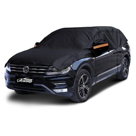 Half Car Cover Top, Hail Protector Car Cover with Cotton Liner, Sunroof & Windshield Cover for Ice and Snow, All Weather Vehicle Body Cover for Sun, Rain, Dust, Fit SUV M