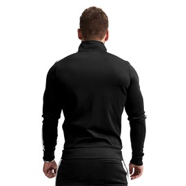 TEZO Men's Casual Active Tracksuits Full Zip Sports Jogging Suits Sets Athletic Running 2 Piece Sweatsuits with Zip Pockets(BKWT M)